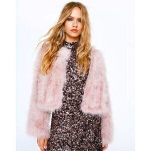 Boston Proper Pink Faux Fur Jacket